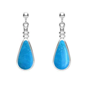 Sterling Silver Turquoise Bottle Top Pear Drop Earrings. E011.