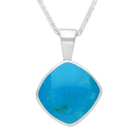 Sterling Silver Turquoise Cushion Shaped Necklace. P021.