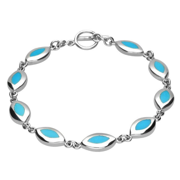 Sterling Silver Turquoise Framed Marquise Bracelet B462