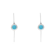 Sterling Silver Turquoise Heart Disc Drop Earrings, E1372.