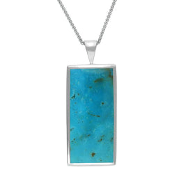 Sterling Silver Turquoise Large Oblong Necklace P078