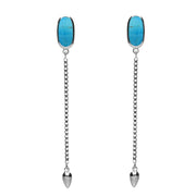 Sterling Silver Turquoise Lineaire Long Drop Stud Earrings E2240