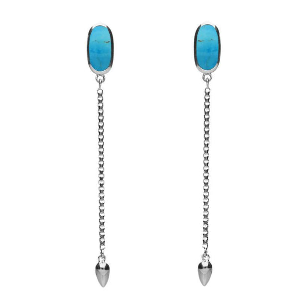 Sterling Silver Turquoise Lineaire Long Drop Stud Earrings E2240