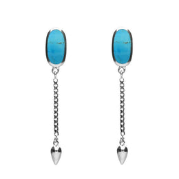Sterling Silver Turquoise Lineaire Medium Drop Stud Earrings E2241