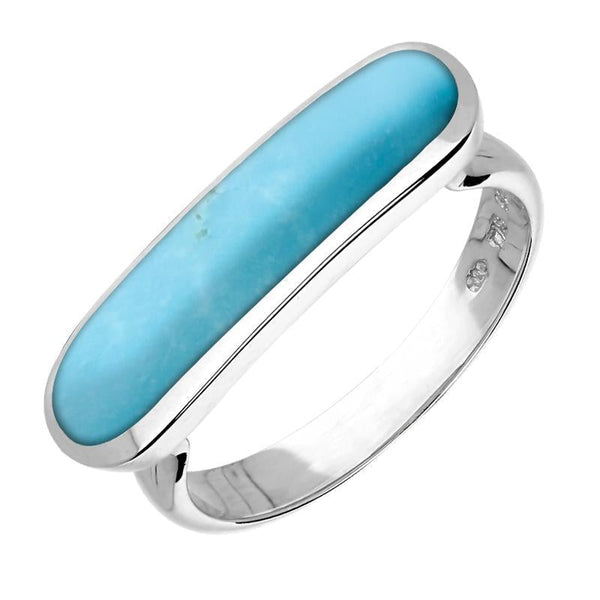 Sterling Silver Turquoise Lineaire Petite Oval Ring. R1006.