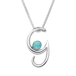 Sterling Silver Turquoise Love Letters Initial G Necklace P3454C