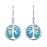 Sterling Silver Turquoise Medium Round Tree of Life Two Piece Set S065
