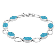 Sterling Silver Turquoise Oval Seven Stone Bracelet B185