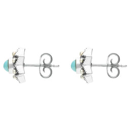 Sterling Silver Turquoise Pearl 6 Point Star Stud Earrings. E1638.