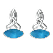 Sterling Silver Turquoise Wide Marquise Celtic Stud Earrings E977