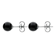 Sterling Silver Whitby Jet 6mm Ball Stud Earrings E1344 side