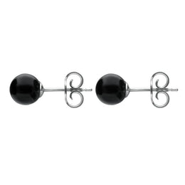 Sterling Silver Whitby Jet 6mm Ball Stud Earrings E1344 side