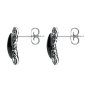 Sterling Silver Whitby Jet Antique Style Stud Earrings E1799 side