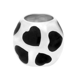 Sterling Silver Whitby Jet Barrel Hearts Charm. G500.