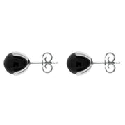 Sterling Silver Whitby Jet Bead Claw Set Stud Earrings. e1503.