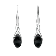 Sterling Silver Whitby Jet Celtic Pear Drop Earrings E2053