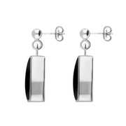 Sterling Silver Whitby Jet Dinky Barrel Drop Earrings E228