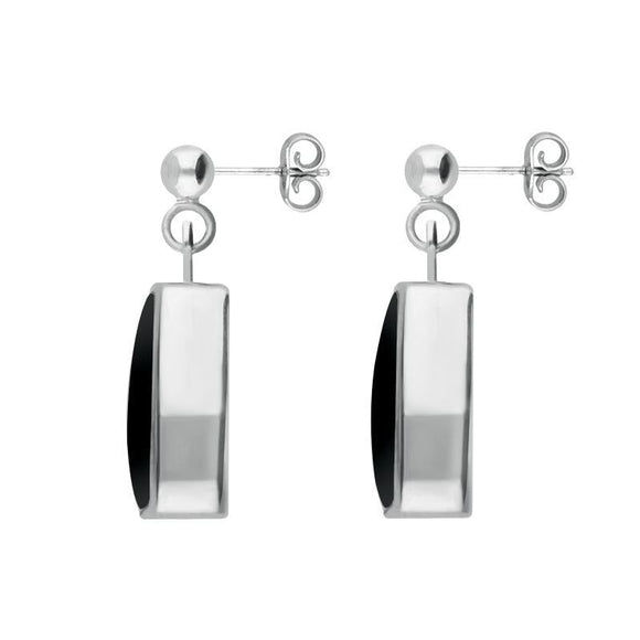 Sterling Silver Whitby Jet Dinky Barrel Drop Earrings E228