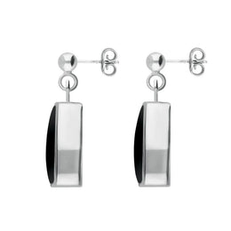 Sterling Silver Whitby Jet Dinky Barrel Drop Earrings E228
