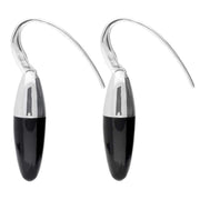 Sterling Silver Whitby Jet Dropper Hook Earrings E2013