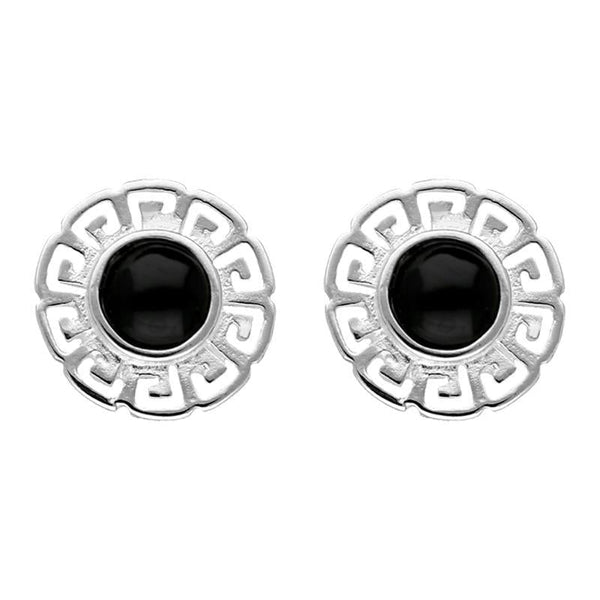 Sterling Silver Whitby Jet Greek Style Stud Earrings E2421