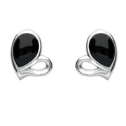 Sterling Silver Whitby Jet Half Filled Heart Two Piece Set