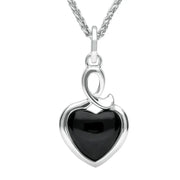 Sterling Silver Whitby Jet Heart Loop Two Piece Set