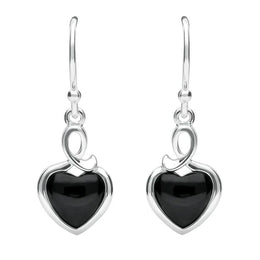 Sterling Silver Whitby Jet Heart Loop Two Piece Set