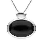 Sterling Silver Whitby Jet Horizontal Oval Necklace