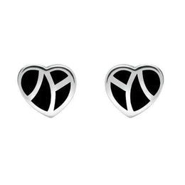 Sterling Silver Whitby Jet Inlaid Heart Two Piece Set. S044. earrings