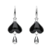 Sterling Silver Whitby Jet Inverted Heart Two Piece Set. S020