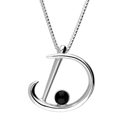 Sterling Silver Whitby Jet Love Letters Initial D Necklace P3451C