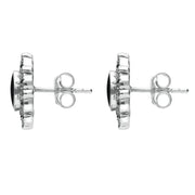 Sterling Silver Whitby Jet Marcasite Round Stud Earrings E1634