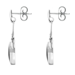 Sterling Silver Whitby Jet Marquise Drop Earrings. E075.
