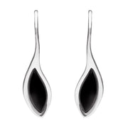 Sterling Silver Whitby Jet Marquise Overlap Hook Earrings E2313