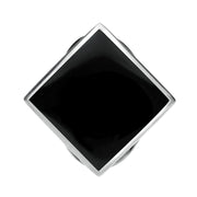 Sterling Silver Whitby Jet Medium Rhombus Ring. R607.