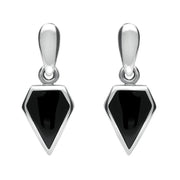 Sterling Silver Whitby Jet Small Kite Drop Earrings. E271