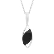 Sterling Silver Whitby Jet Off Set Necklace