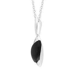 Sterling Silver Whitby Jet Off Set Necklace
