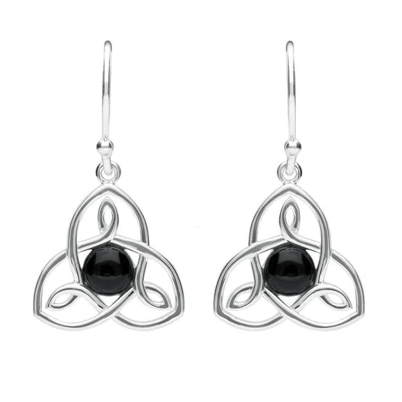 Sterling Silver Whitby Jet Open Celtic Cross Two Piece Set. S037