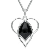 Sterling Silver Whitby Jet Open Heart Twist Necklace P3130