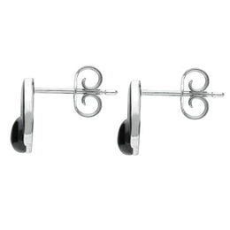 Sterling Silver Whitby Jet Round Open Triangle Stud Earrings E2323