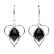 Sterling Silver Whitby Jet Open Twist Heart Two Piece Set. S036
