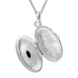 Sterling Silver Whitby Jet Oval Locket. P2089