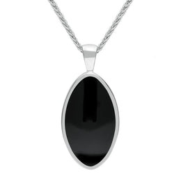 Sterling Silver Whitby Jet Oval Necklace P080