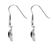Sterling Silver Whitby Jet Oxidised Tear Drop Earrings. E1959.