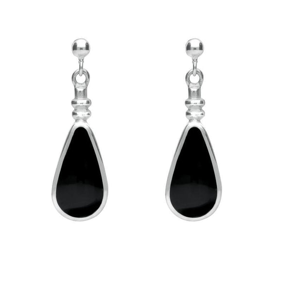 Sterling Silver Whitby Jet Pear Shaped Bottle Top Two Piece Set S046 earrings