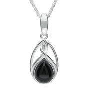 Sterling Silver Whitby Jet Pear Shaped Celtic Four Piece Set. S001 