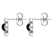 Sterling Silver Whitby Jet Pearl Round Edge Bead Stud Earrings E1635