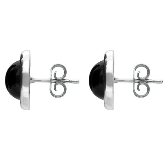 Sterling Silver Whitby Jet Round Stud Earrings E2126 side